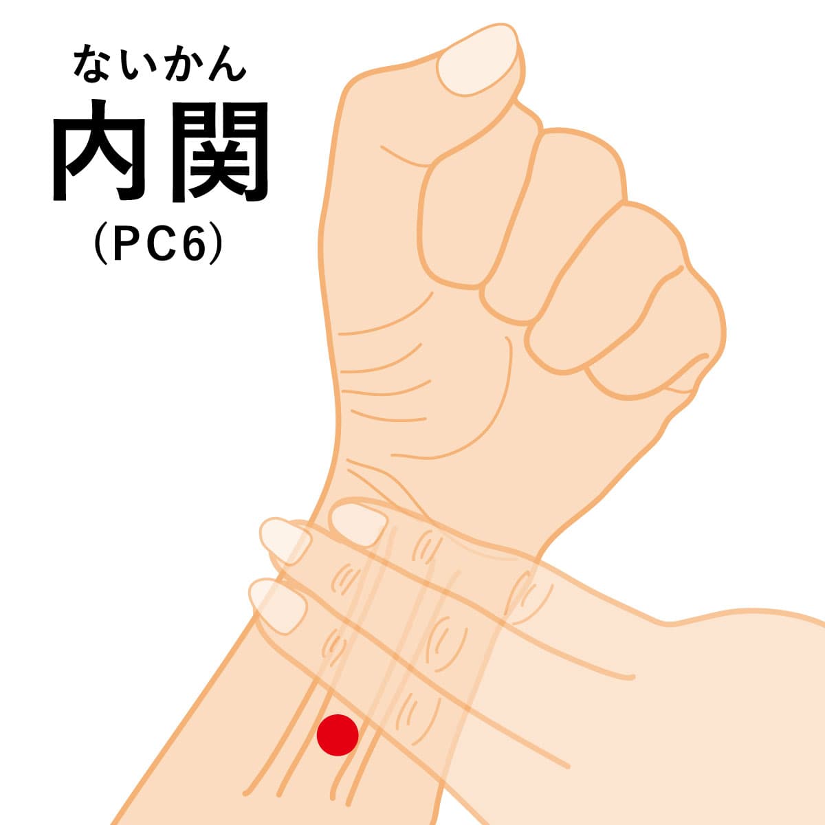 つわり止めのツボである内関を示したイラスト