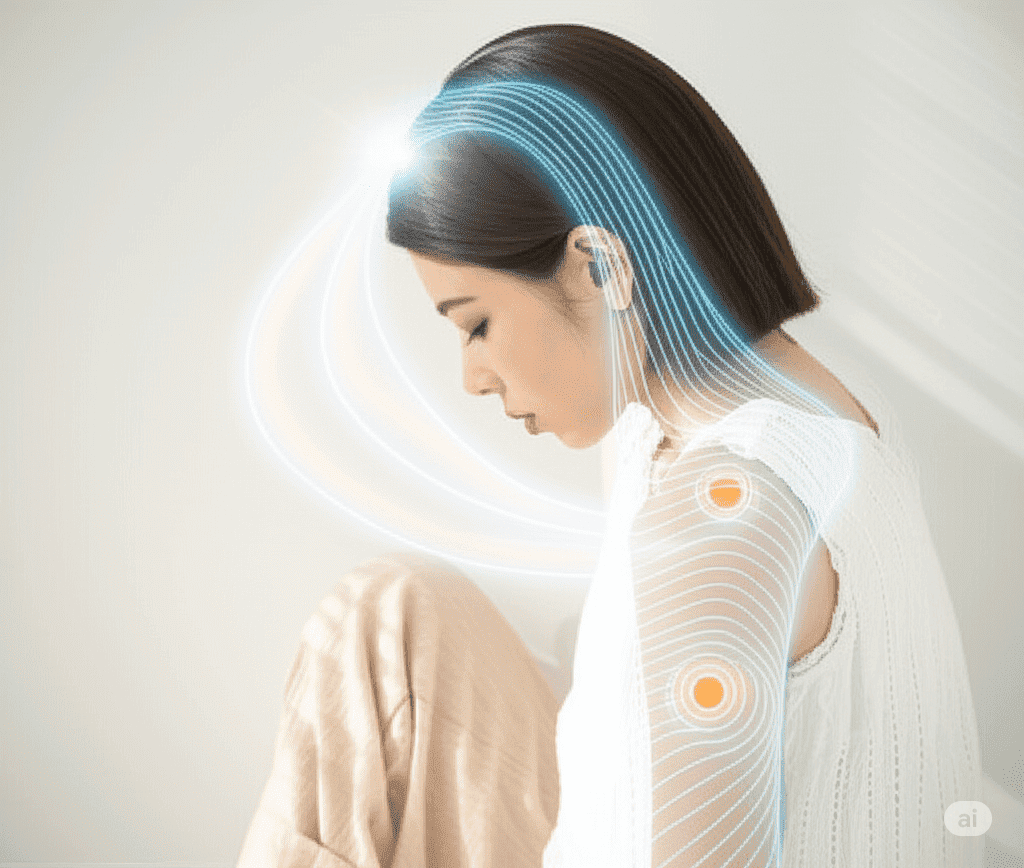 氣の巡りを視覚化した女性の写真